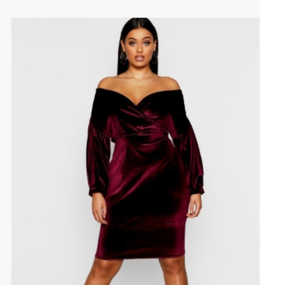 NWT  Velvet Berry off the shoulder dress